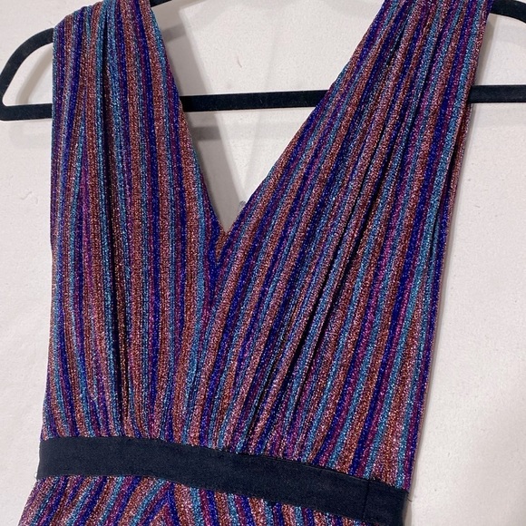 BCBGMaxAzria Metallic Stripe Pleated Gown Purple XXS - Picture 12 of 16